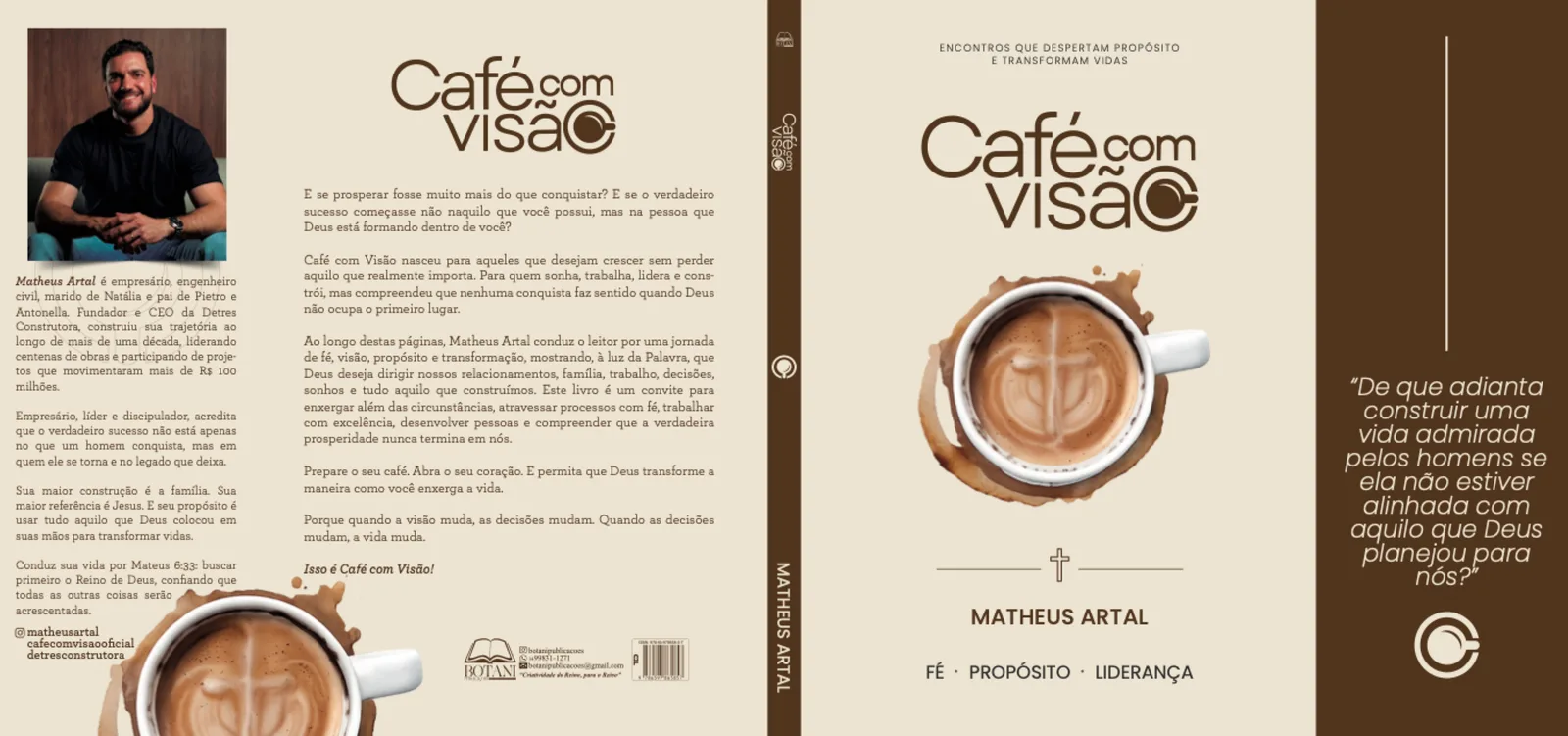 Capa completa aberta, com orelhas, lombada e contracapa