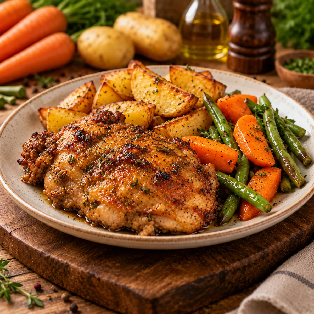 Frango Assado com Batatas Rústicas Low Carb