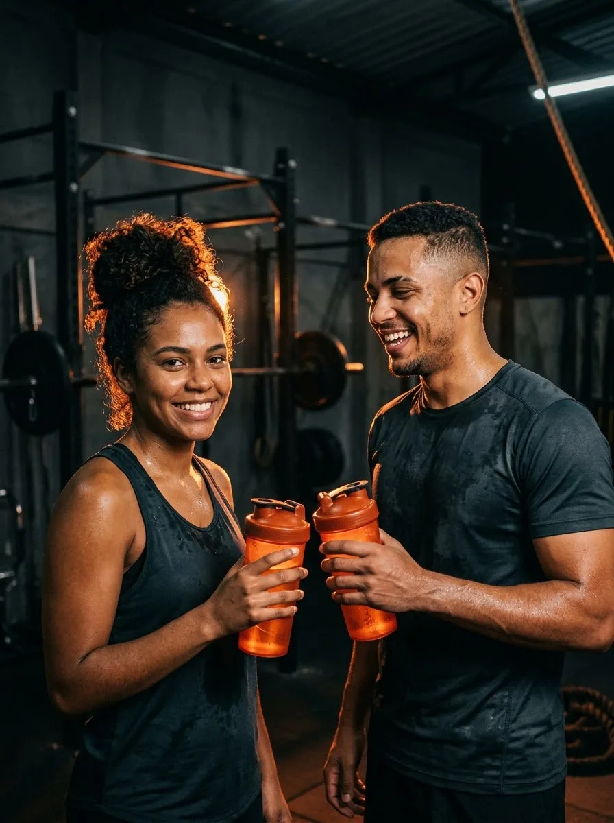 Atleta comendo barra de proteína
