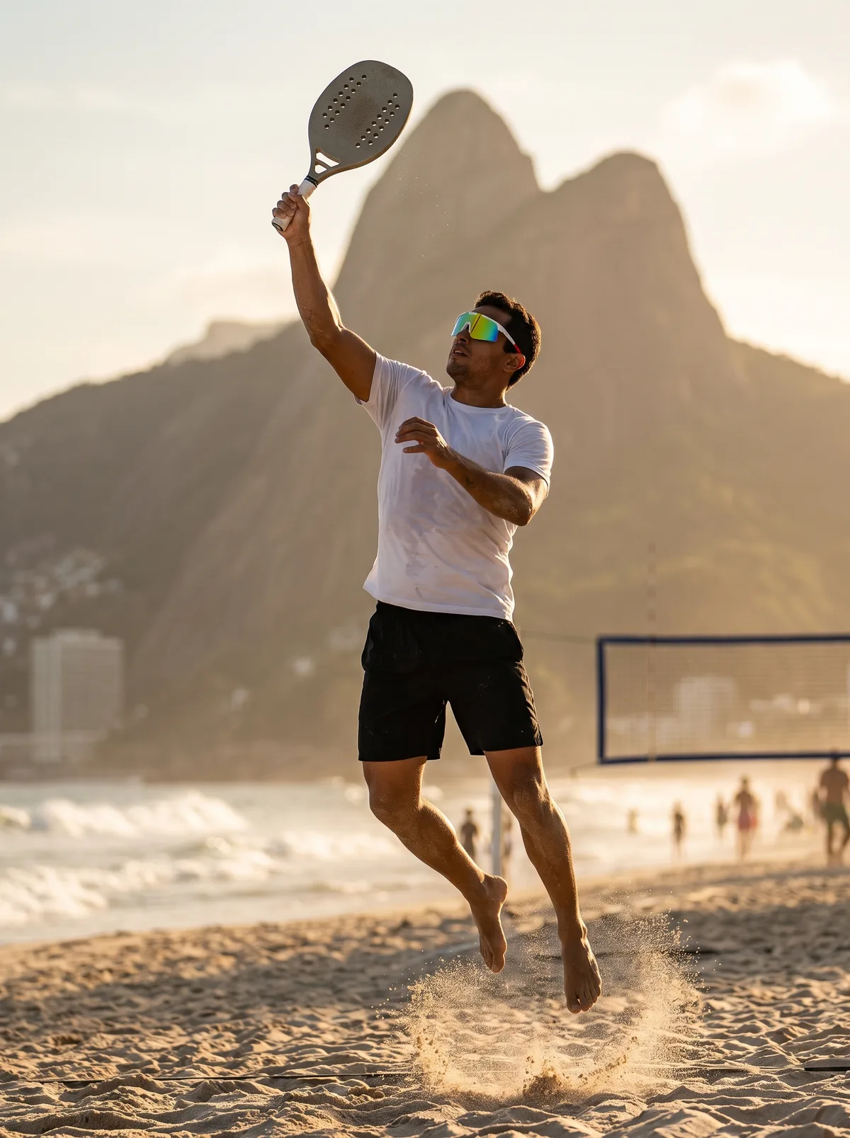 Corta o reflexo da areia e da água